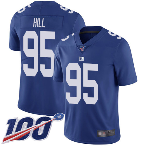 Men New York Giants #95 B.J. Hill Royal Blue Team Color Vapor Untouchable Limited Player 100th Season Football NFL Jersey->new york giants->NFL Jersey